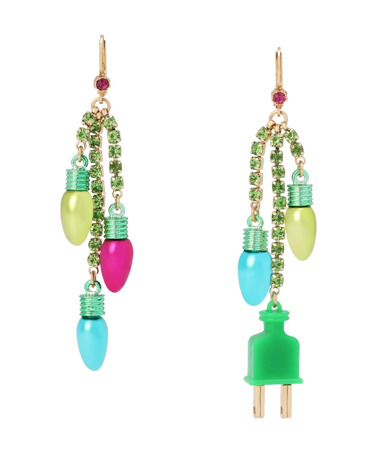 Glass Crystal Mismatched Christmas Chandelier Earrings by Betsey Johnson