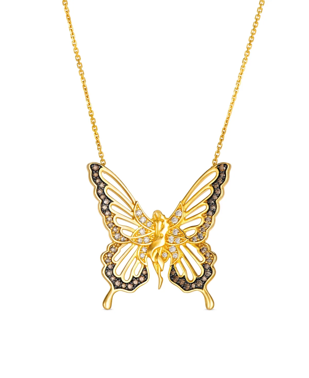 Chocolate Diamond Butterfly Pendant Necklace (5/8 ct. t.w.) in 14k Yellow Gold by Le Vian