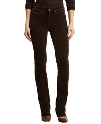 Lauren Ralph Lauren Mid Rise Slim Straight Corduroy Pants by Ralph Lauren