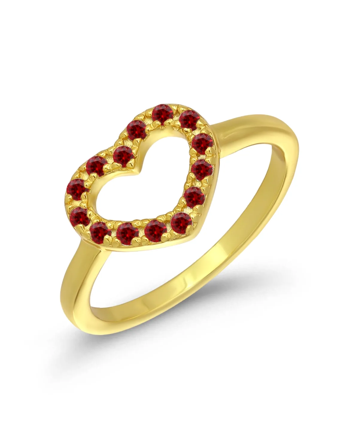 Gold-Tone Red Cubic Zirconia Heart Pave Ring by Macy's