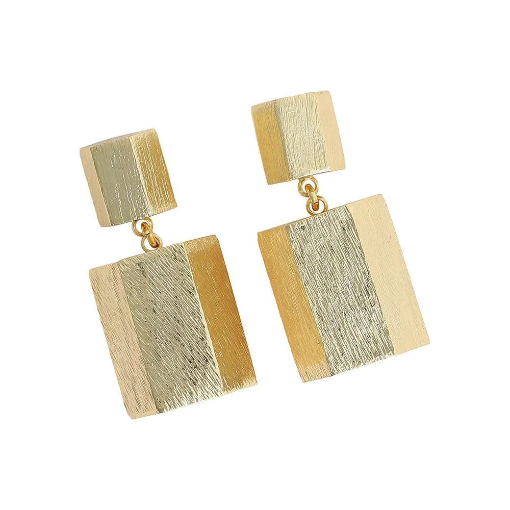 Gold-Tone Geometric Block Drop Earrings by Sohi
