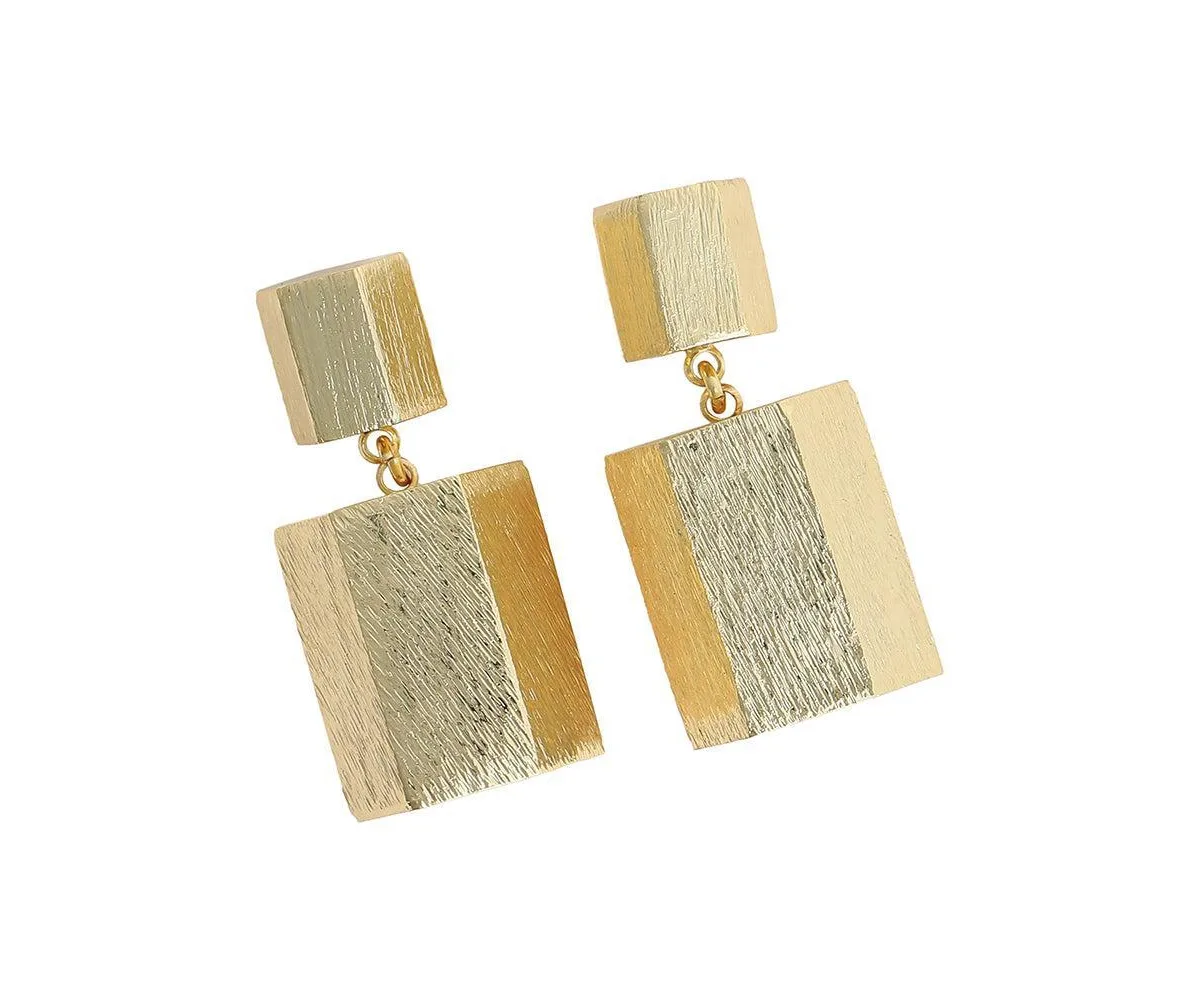 Gold-Tone Geometric Block Drop Earrings by Sohi