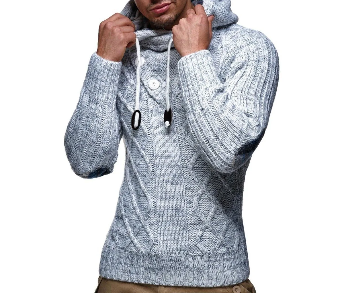 Knitted Pullover Long-Sleeved Slim Fit Hoodie Basic Winter Hoodie-Sweater by Leif Nelson