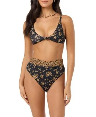 Maya Floral Adjustable Strap Bralette High Waisted Floral Print Bikini Bottom by O'Neill