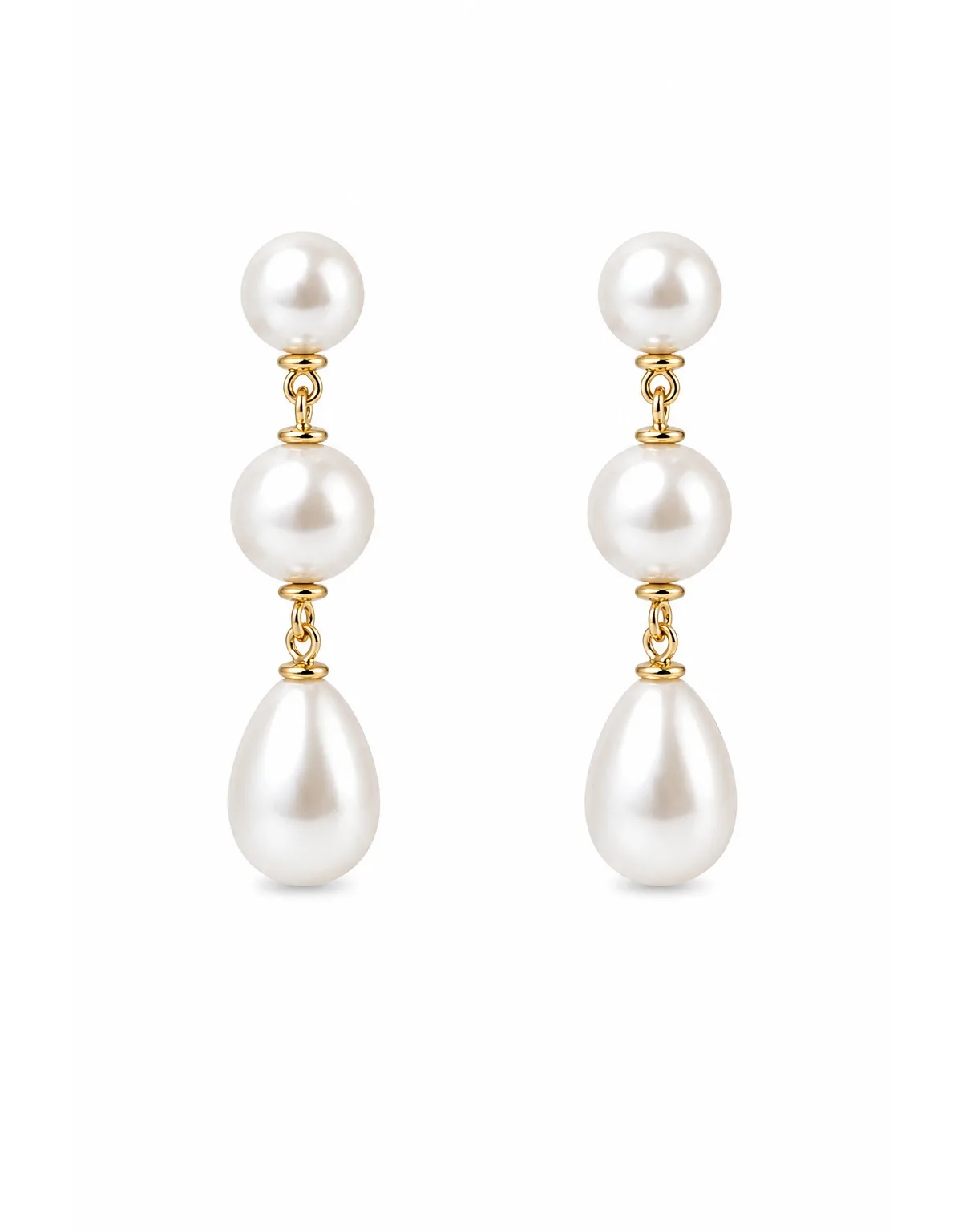 Imitation Pearl Studio Bride Triple Drop Earrings