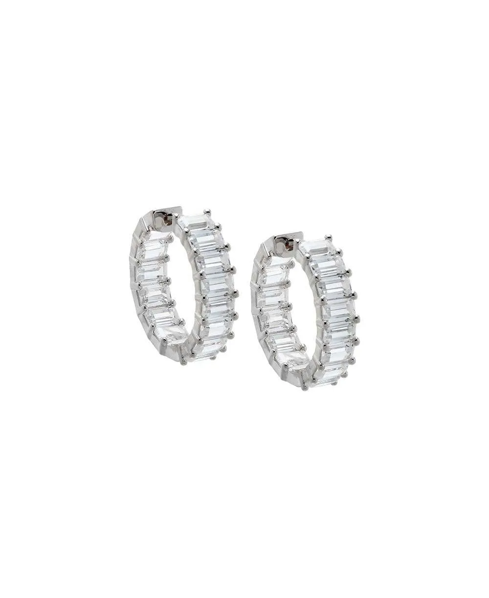 Cz 14K Gold Plated Baguette Hoop Earring by By Adina Eden