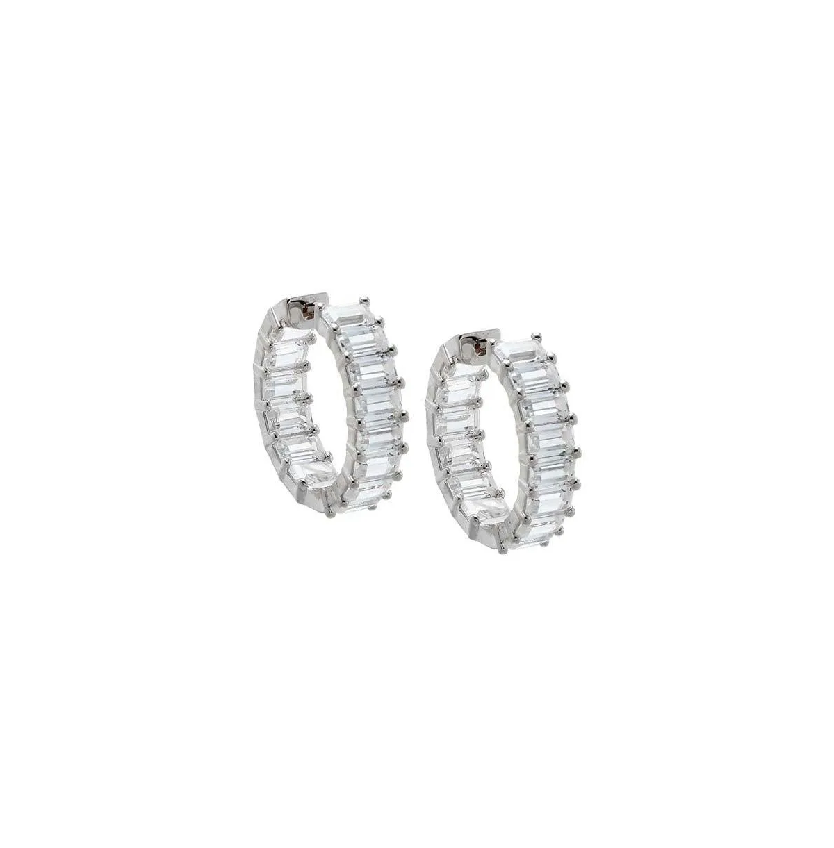 Cz 14K Gold Plated Baguette Hoop Earring by By Adina Eden