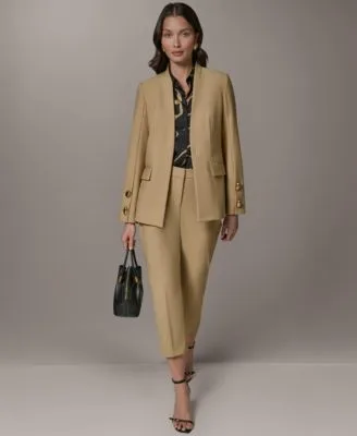 Collarless Buttoned Cuff Jacket Mid Rise Ankle Pants by Donna Karan New York