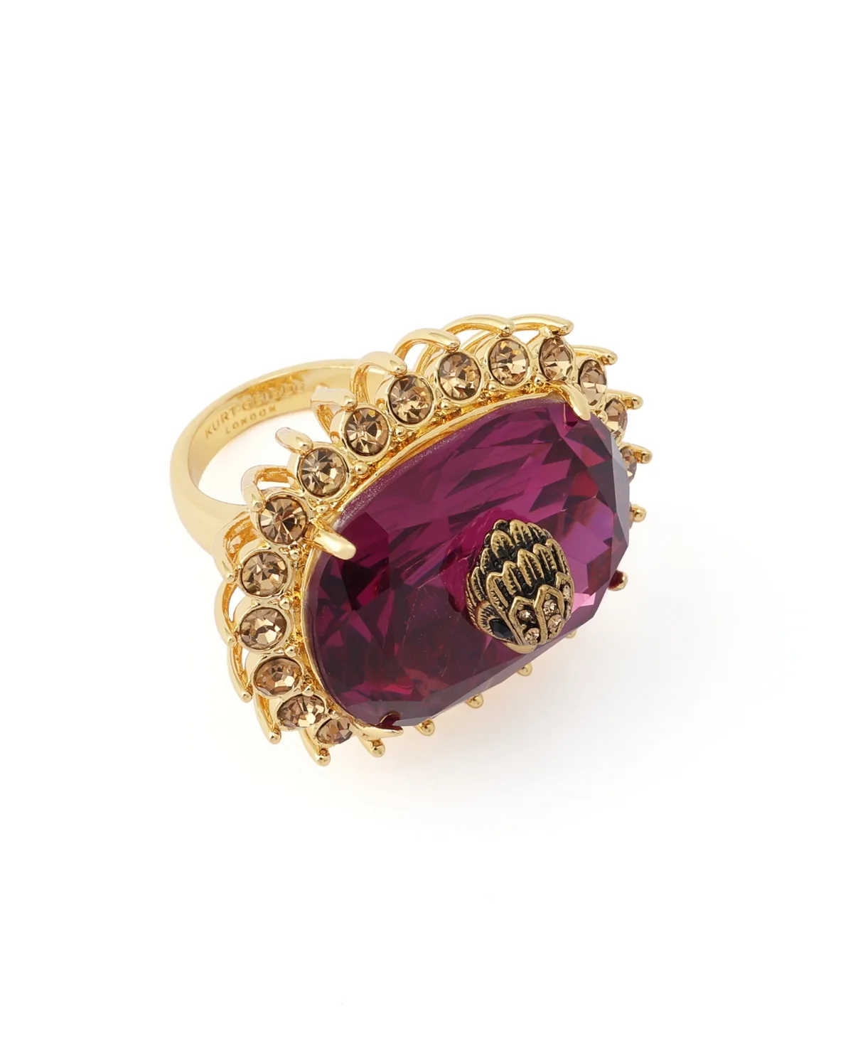 Kurt Geiger London Pink Glass Crystal Pave Spike Ring by Kurt Geiger