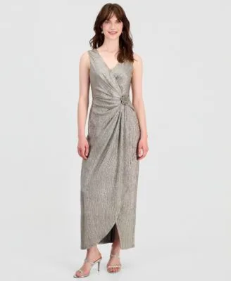 Surplice Neck Gathered Waist Maxi Dress by Connected