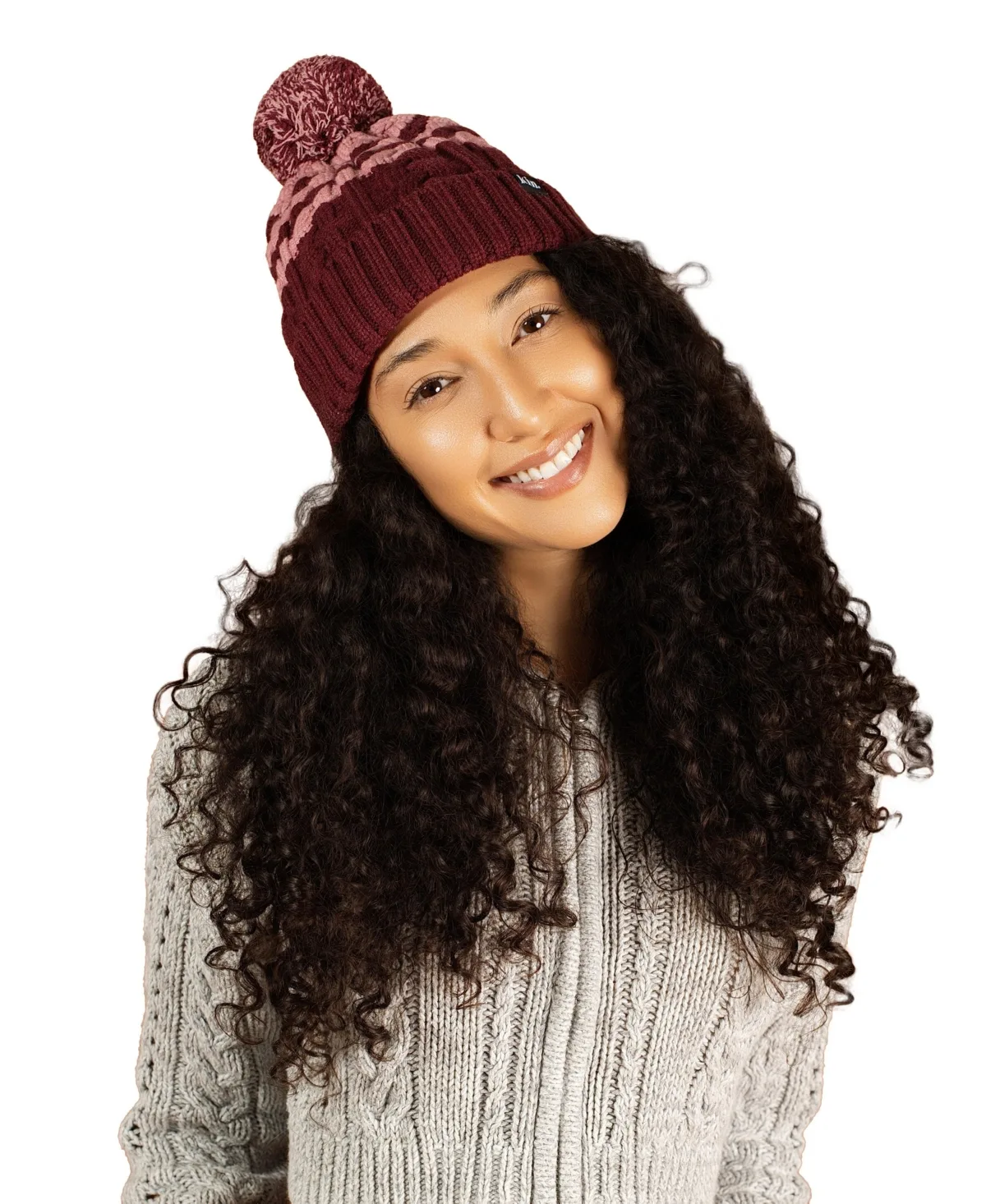 Satin-Lined Pom-Pom Cable-Knit Beanie by Kin Apparel