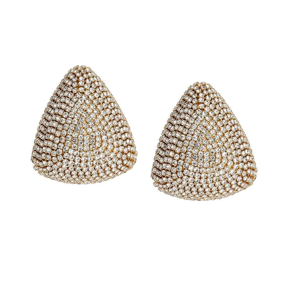 Gold-Tone Crystal Triangle Pave Drop Earrings by Sohi