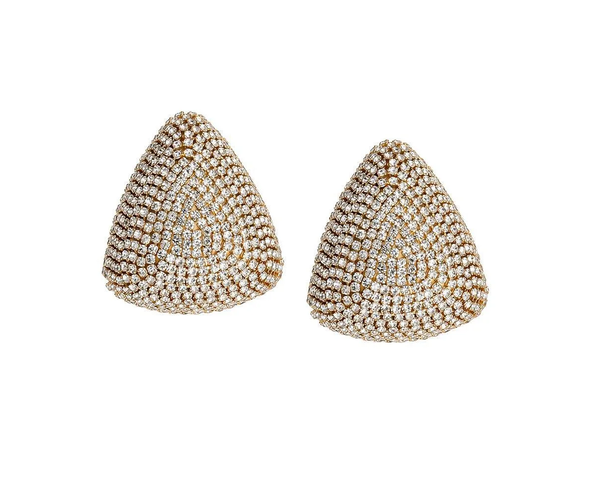 Gold-Tone Crystal Triangle Pave Drop Earrings by Sohi