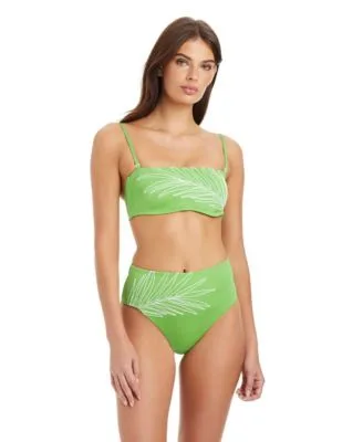 Midnight Breeze Embroidered Bandeau Swim Bra High Rise Embroidered Swim Briefs by Sanctuary