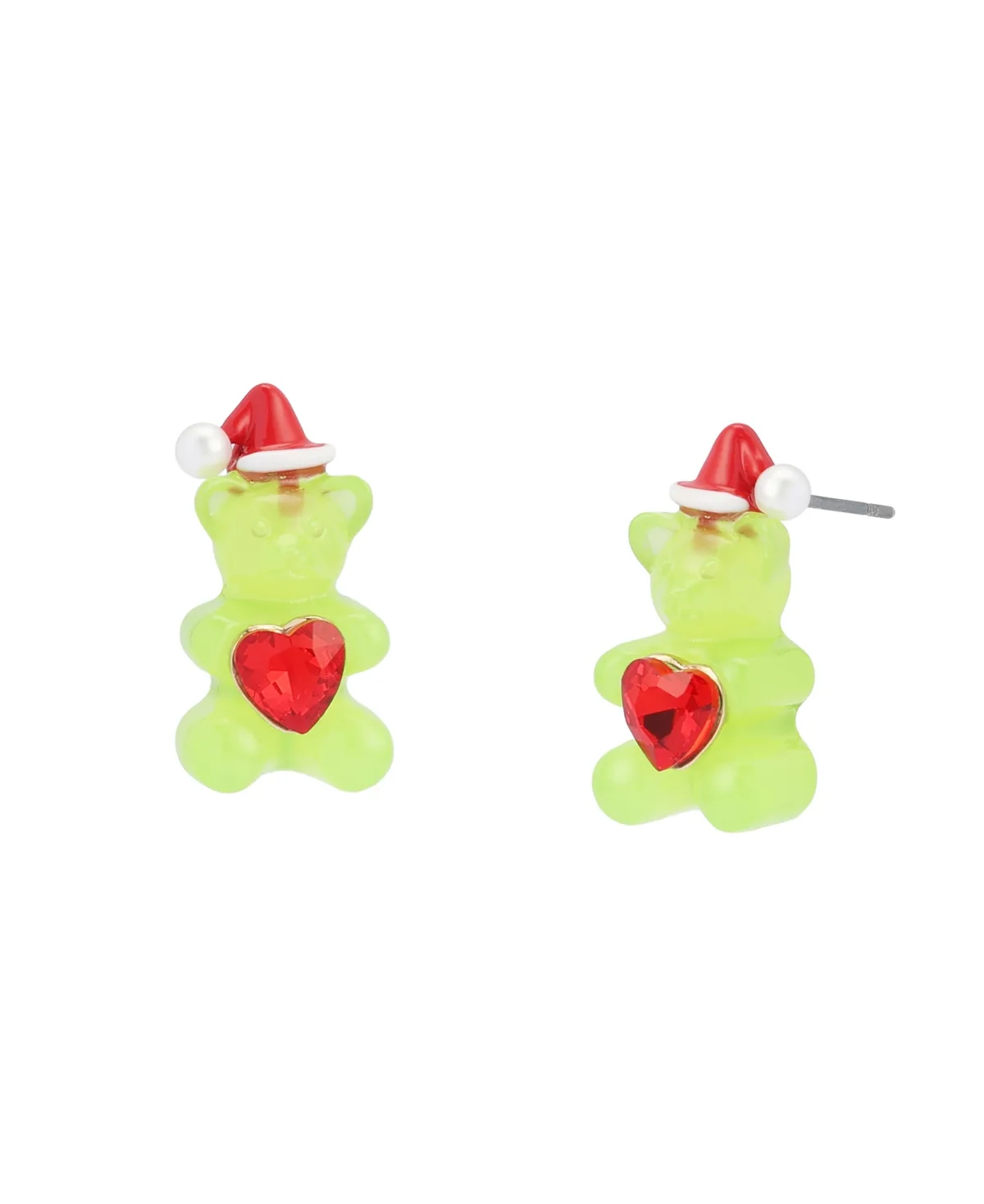Imitation Pearl and Glass Crystal Gold-Tone Christmas Stud Earrings by Betsey Johnson