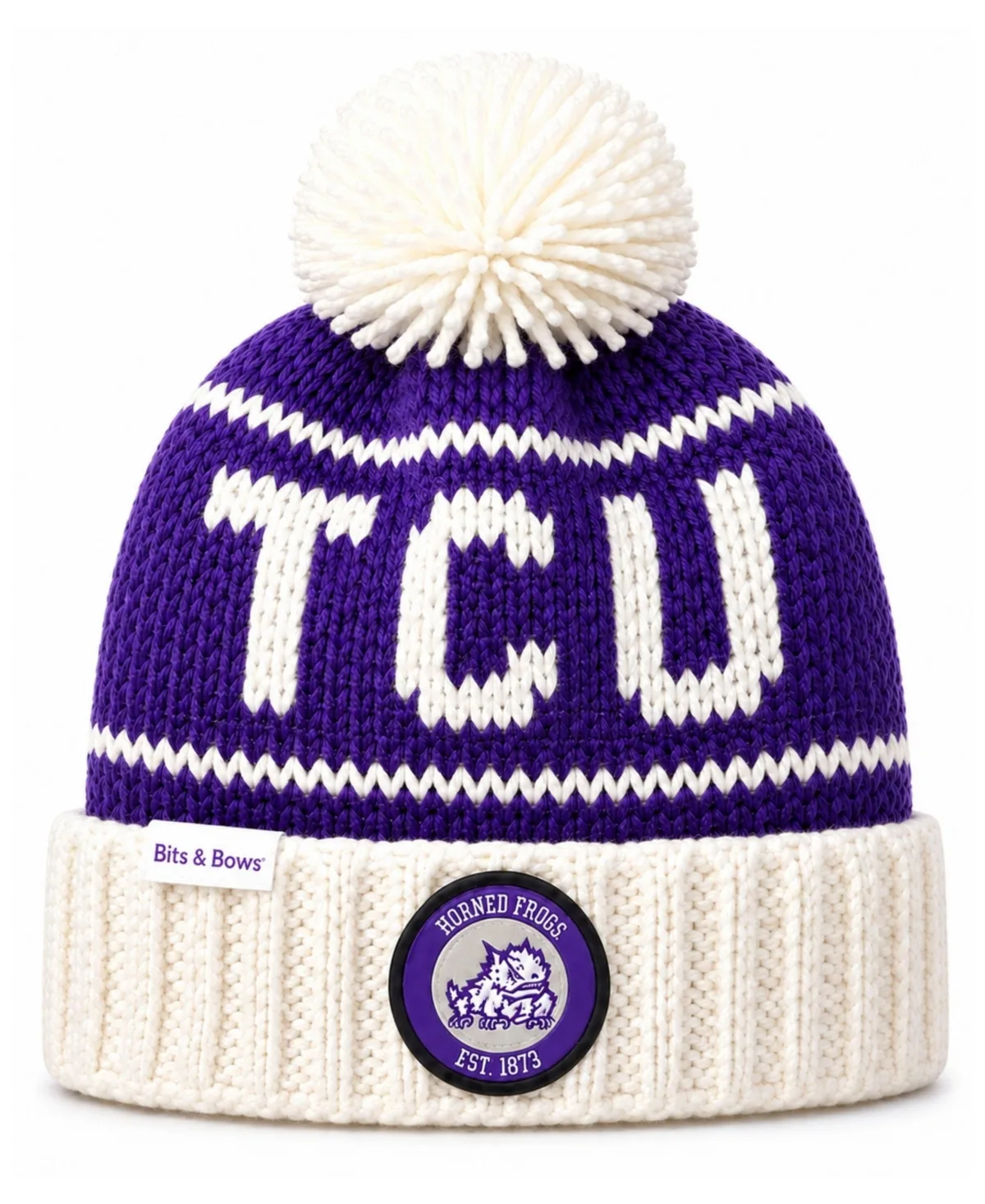 Tcu Horned Frogs Knit Pom-Pom Beanie by Bits & Bows