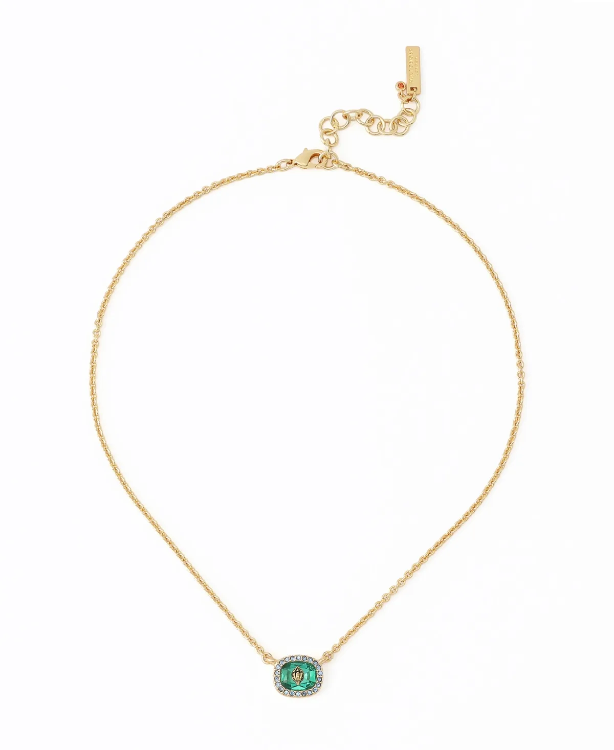 Glass Crystal Gold-Tone Eagle Square Necklace