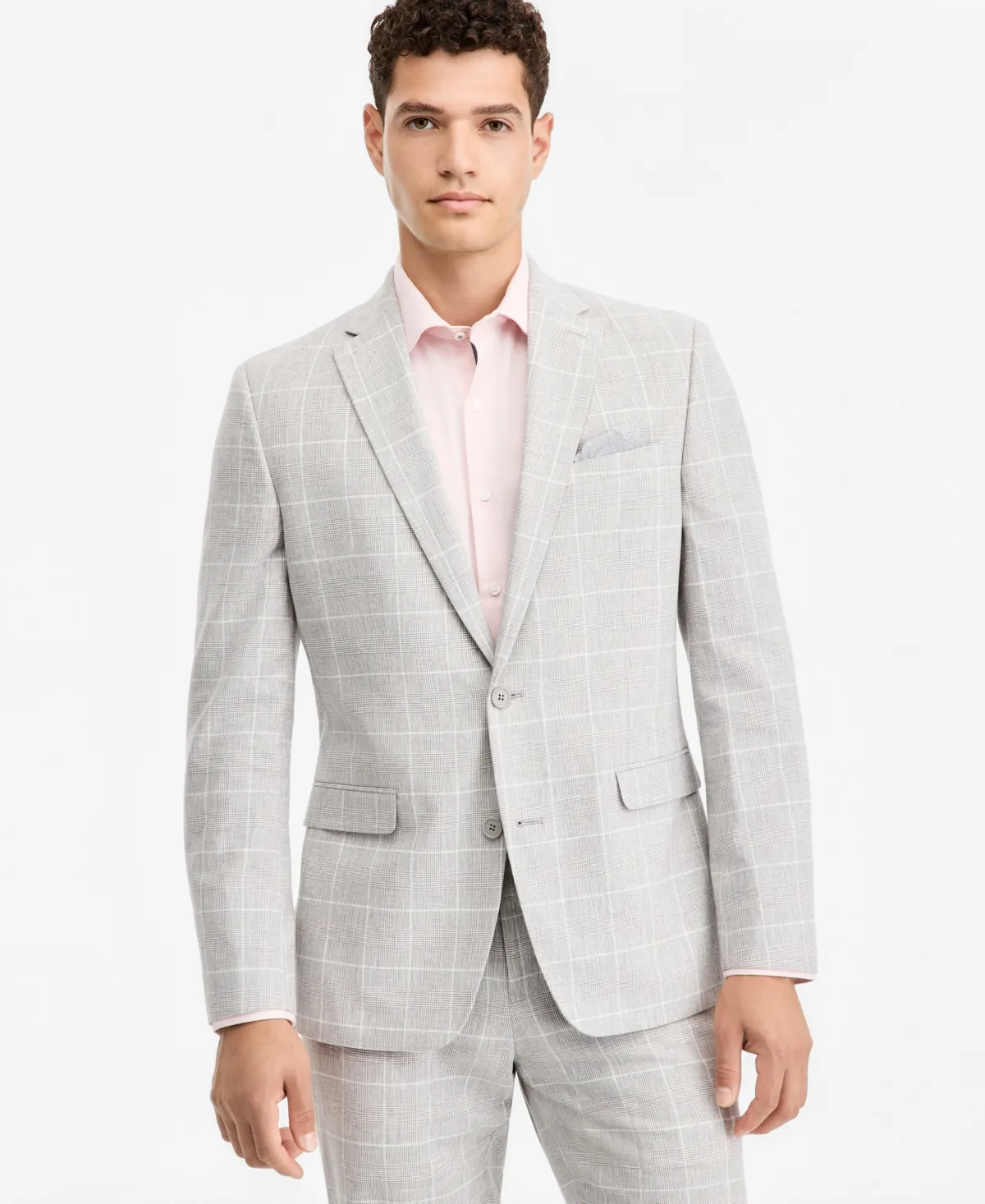 Slim-Fit Linen-Blend Suit Separates Jacket by Bar III