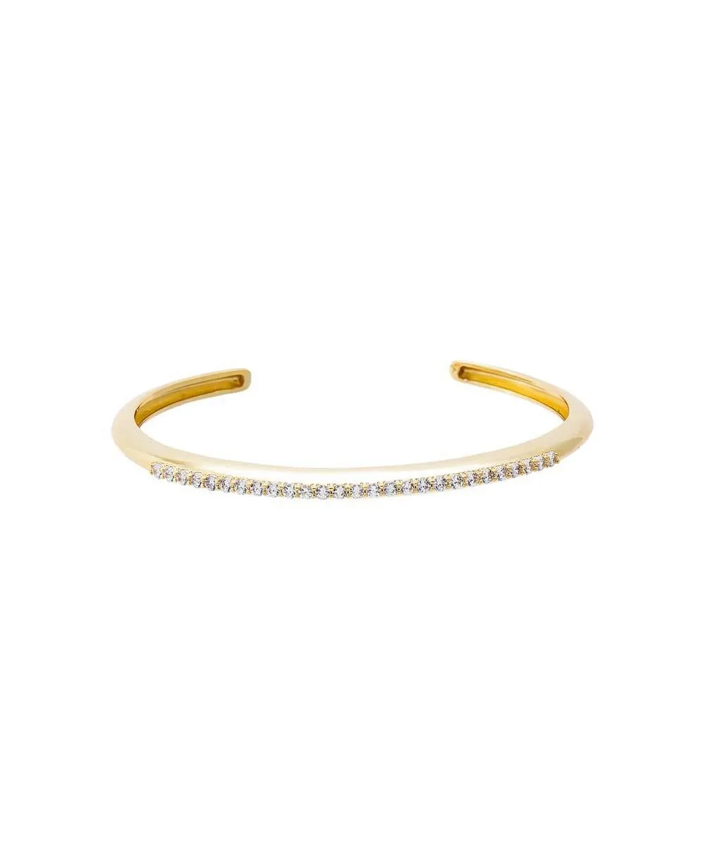 Cubic Zirconia Gold-Tone Pave Open Bangle Bracelet by By Adina Eden