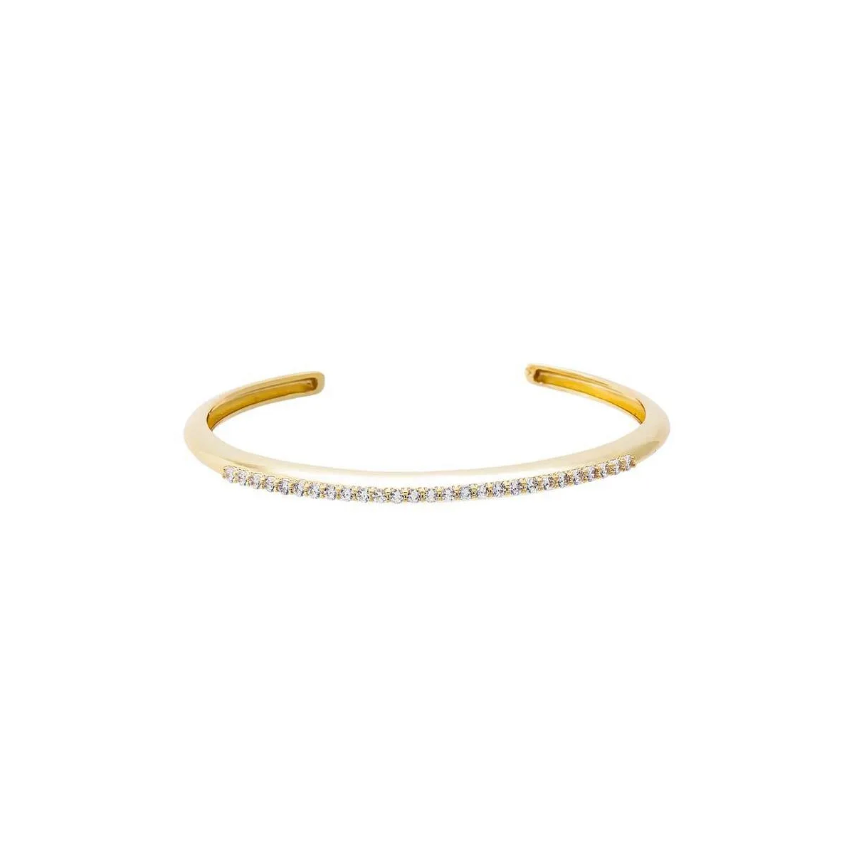 Cubic Zirconia Gold-Tone Pave Open Bangle Bracelet