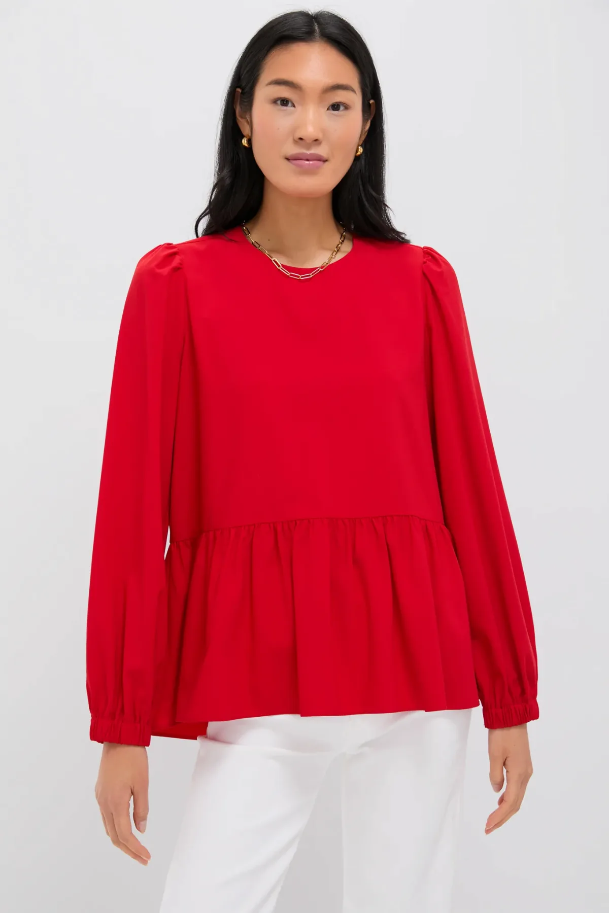 Red Carlota Peplum Blouse by Pomander Place