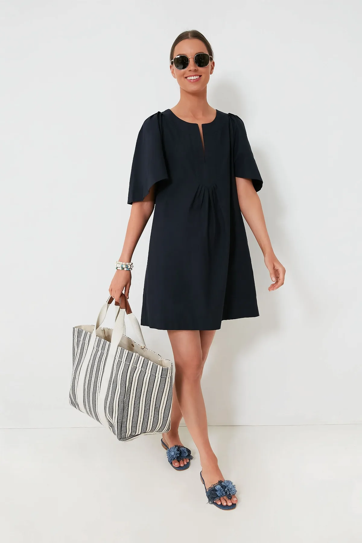 Deep Navy Finley Flutter Sleeve Dress by Pomander Place