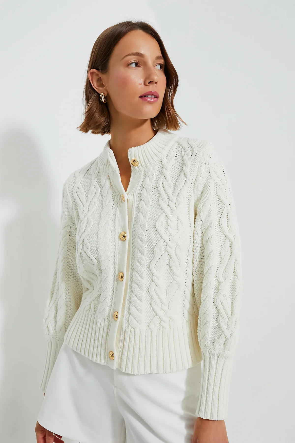 Ivory Cotton Colette Cardigan by Tuckernuck