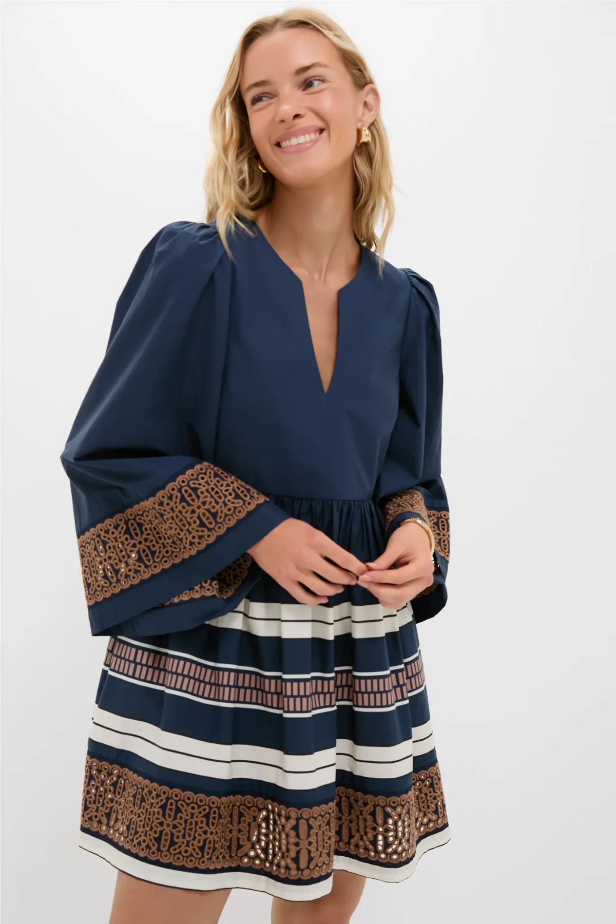 Riverside Stripe Cotton Eyelet Izzie Dress by Tuckernuck