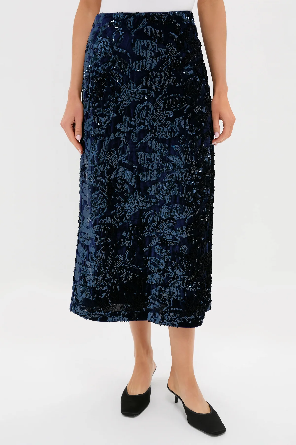 Velvet and Sequin Maloney Midi Skirt by Tuckernuck