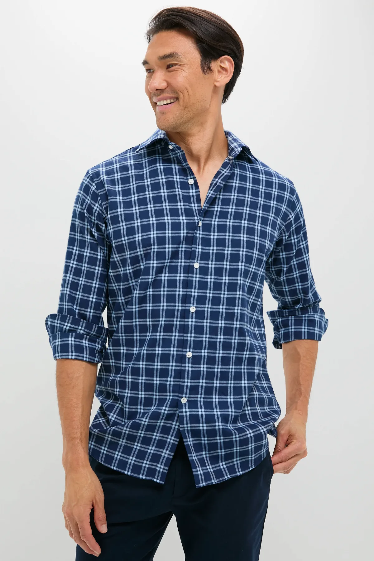 Navy Mystic Performance Flannel Sport Shirt by Peter Millar