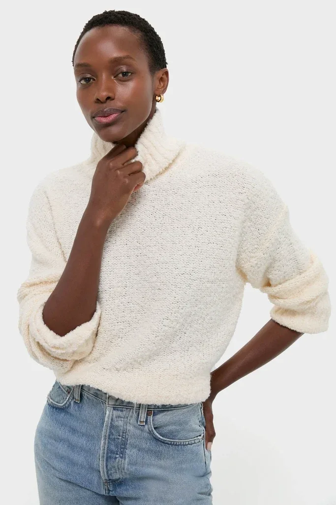 Ivory Boucle Whilden Sweater Top by Tuckernuck