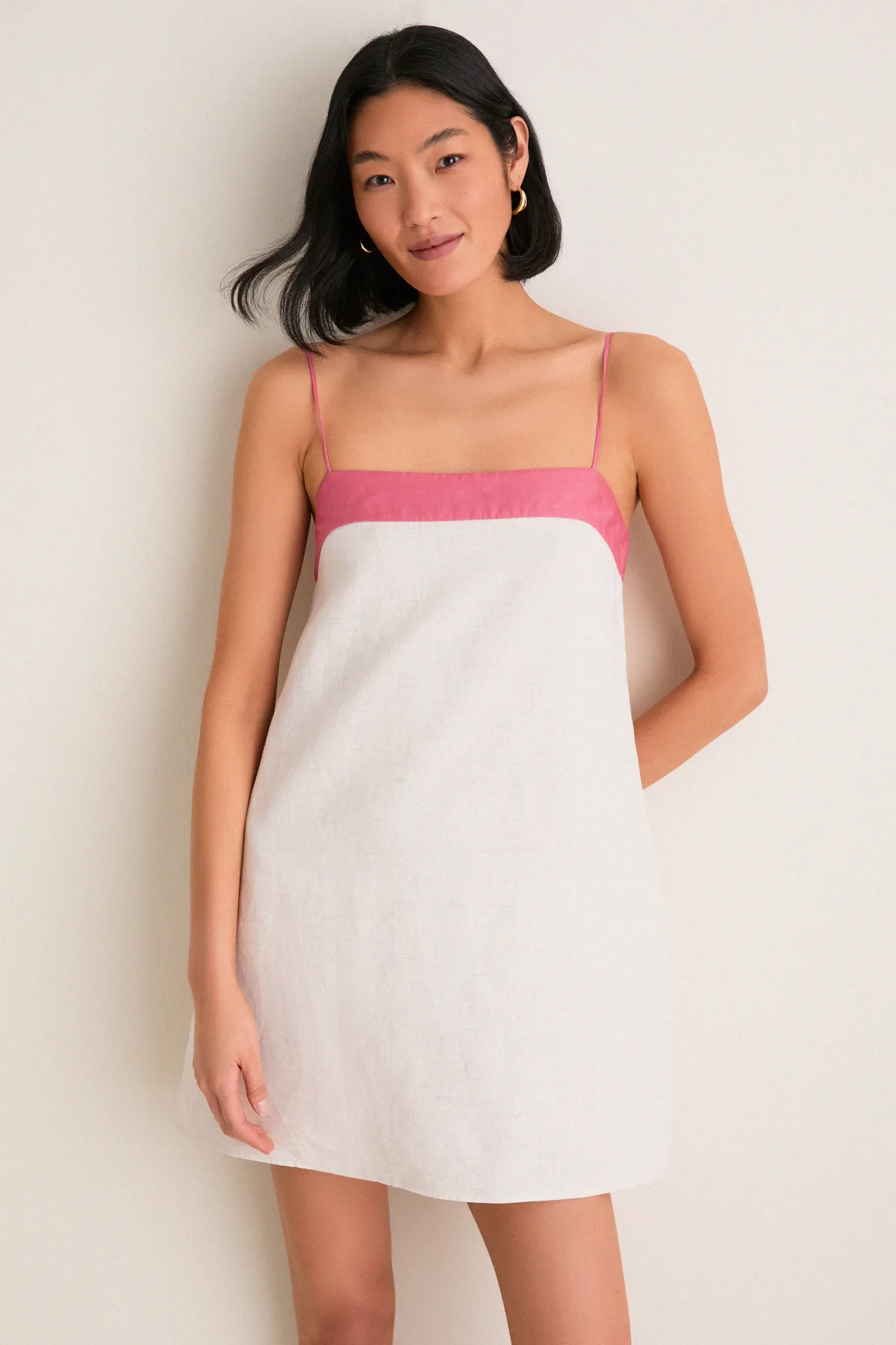 Blush and Canyon Linen Laura Mini Dress by STAUD