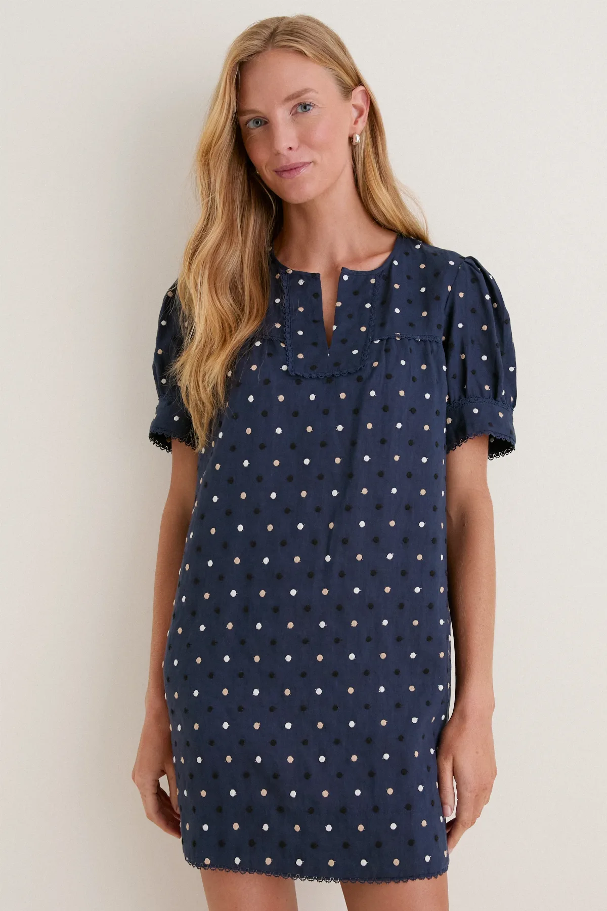 Embroidered Dot Linen Bridget Dress by Tuckernuck