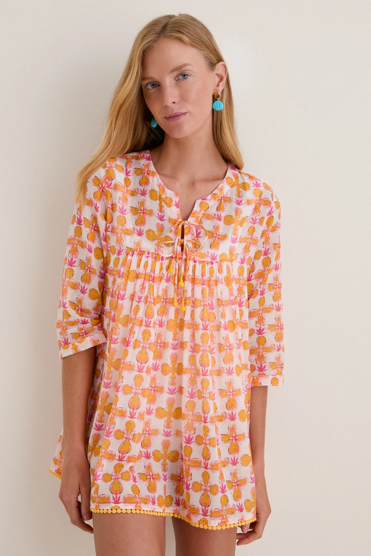 Orange Aura Seychelles Short Tunic by Ros Garden