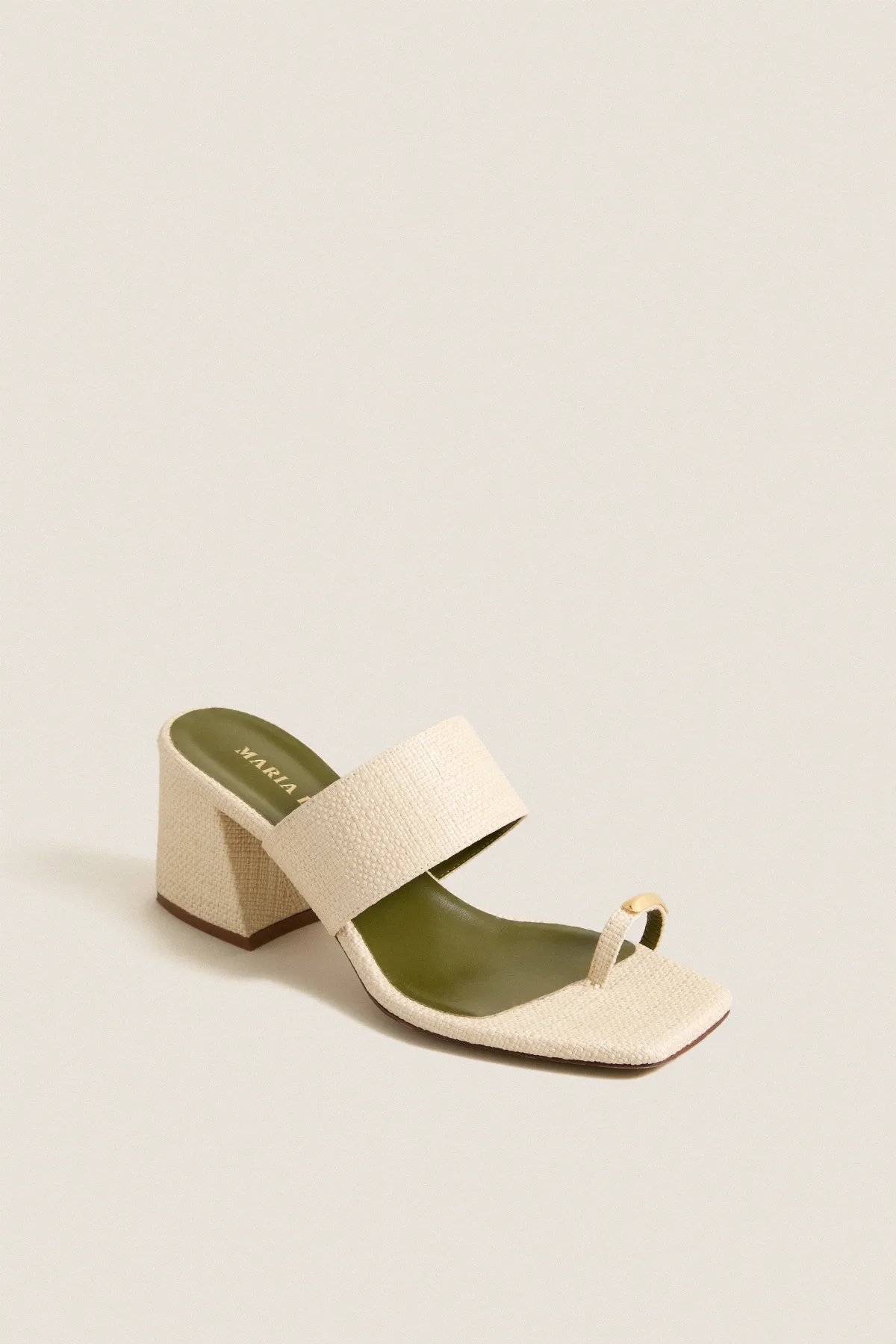 Natural Olipmia Block Heel Mules by Maria Luca
