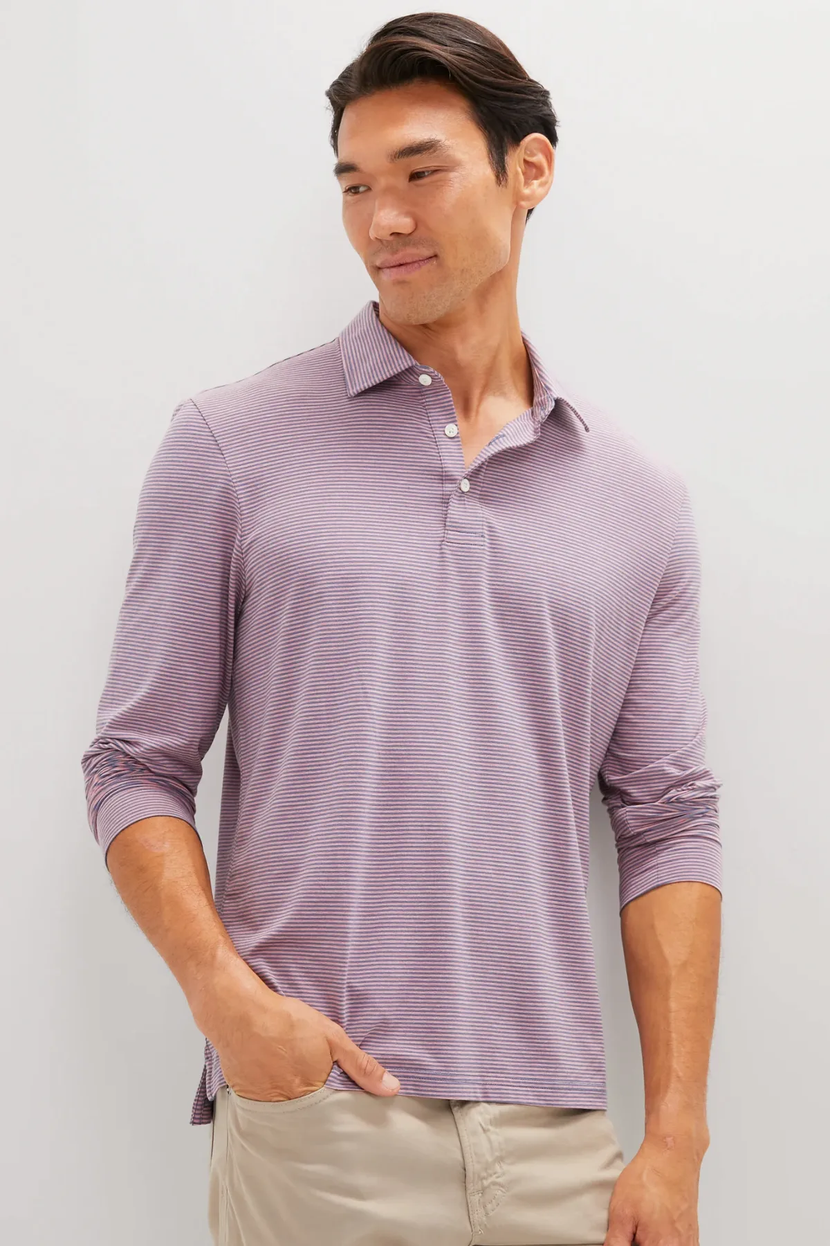 Three Springs Stripe Long Sleeve Movement Polo by Faherty