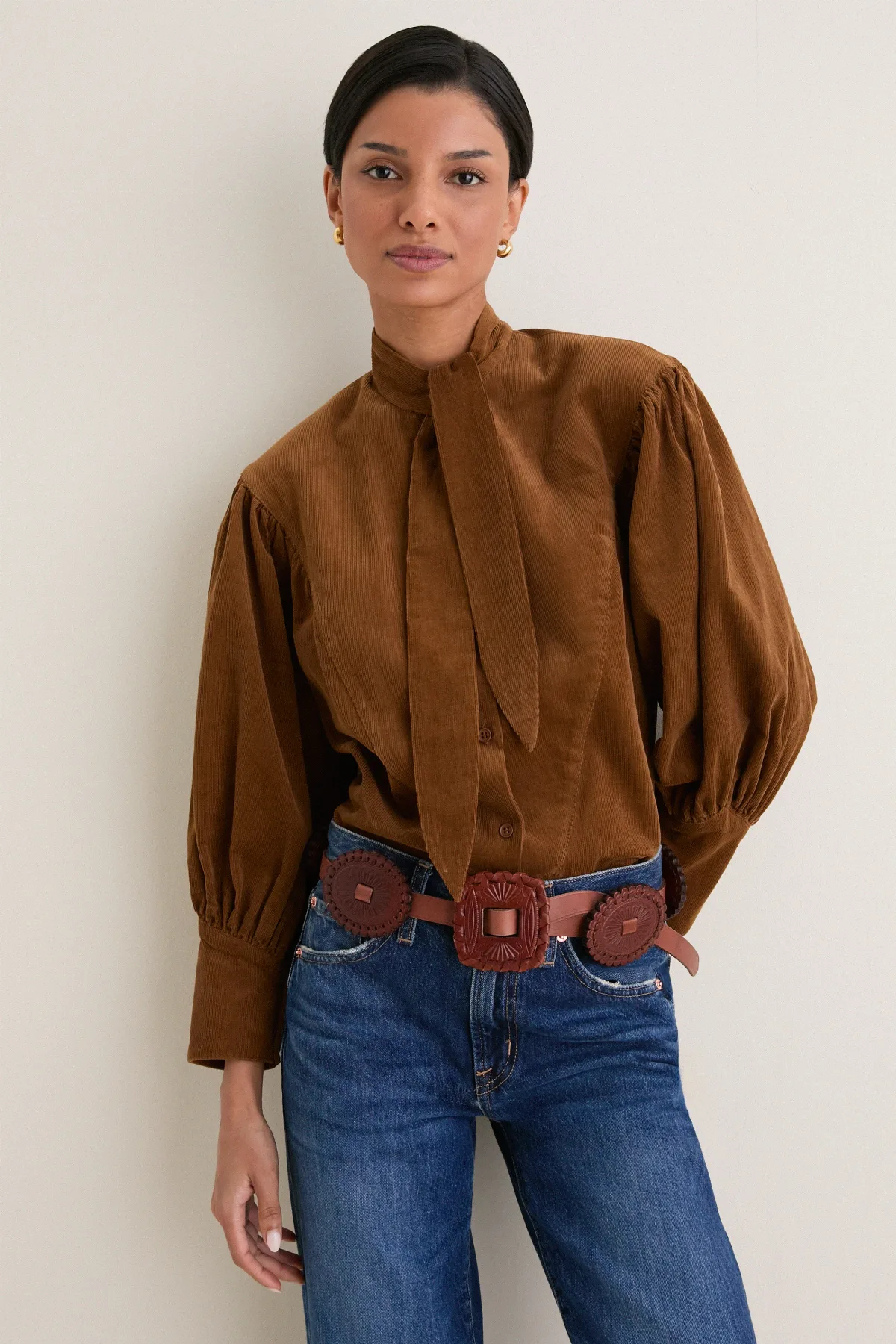 Khaki Brown Odessa Shirt by Hunter Bell
