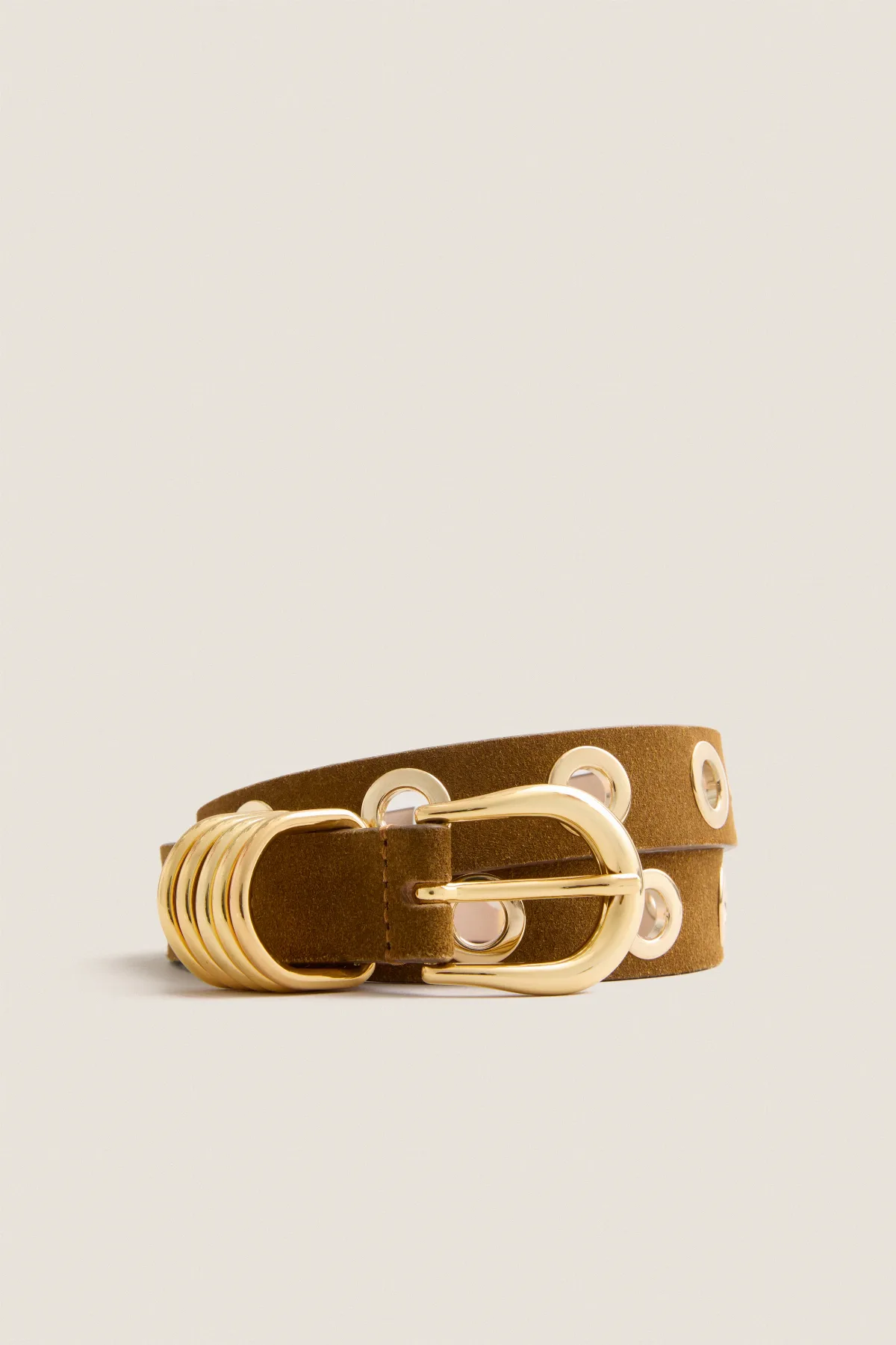 Ochre Full Rivet Suede Belt by Dehanche