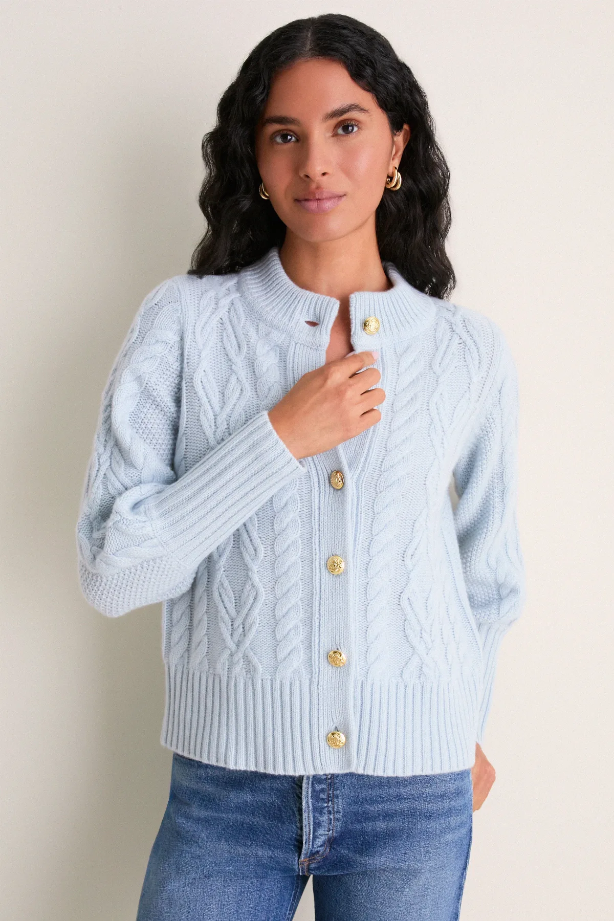 Light Blue Cashmere Colette Cardigan by Tuckernuck