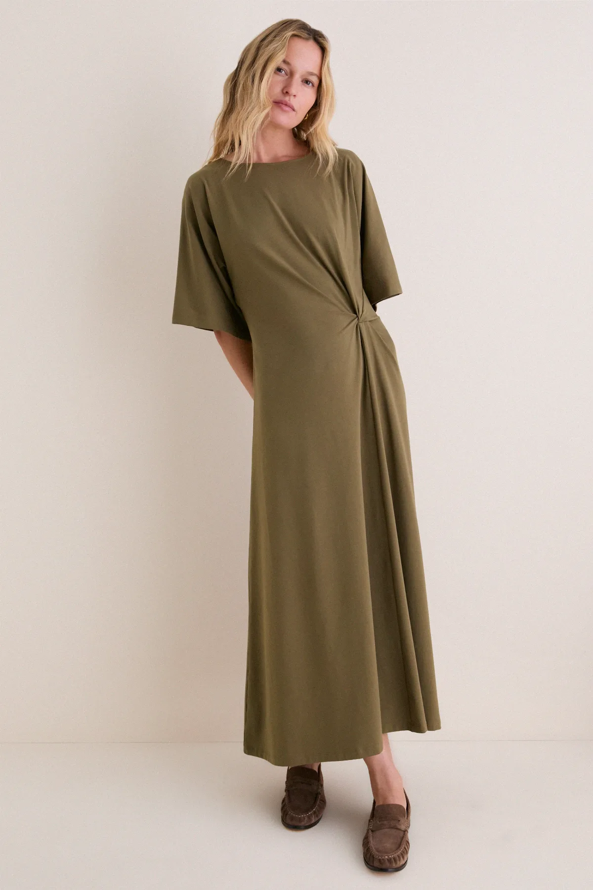 Olive Jersey Lisette Midi Dress by Tuckernuck