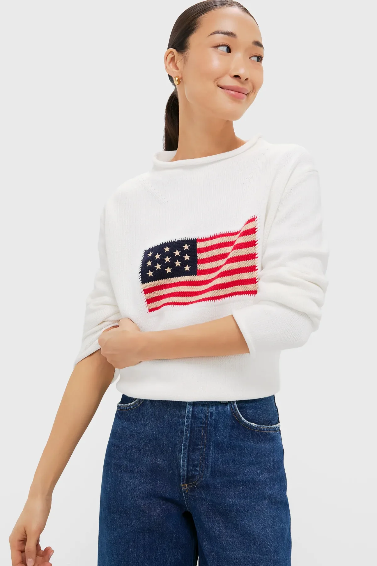 Ivory Cotton Americana Sweater by Tuckernuck