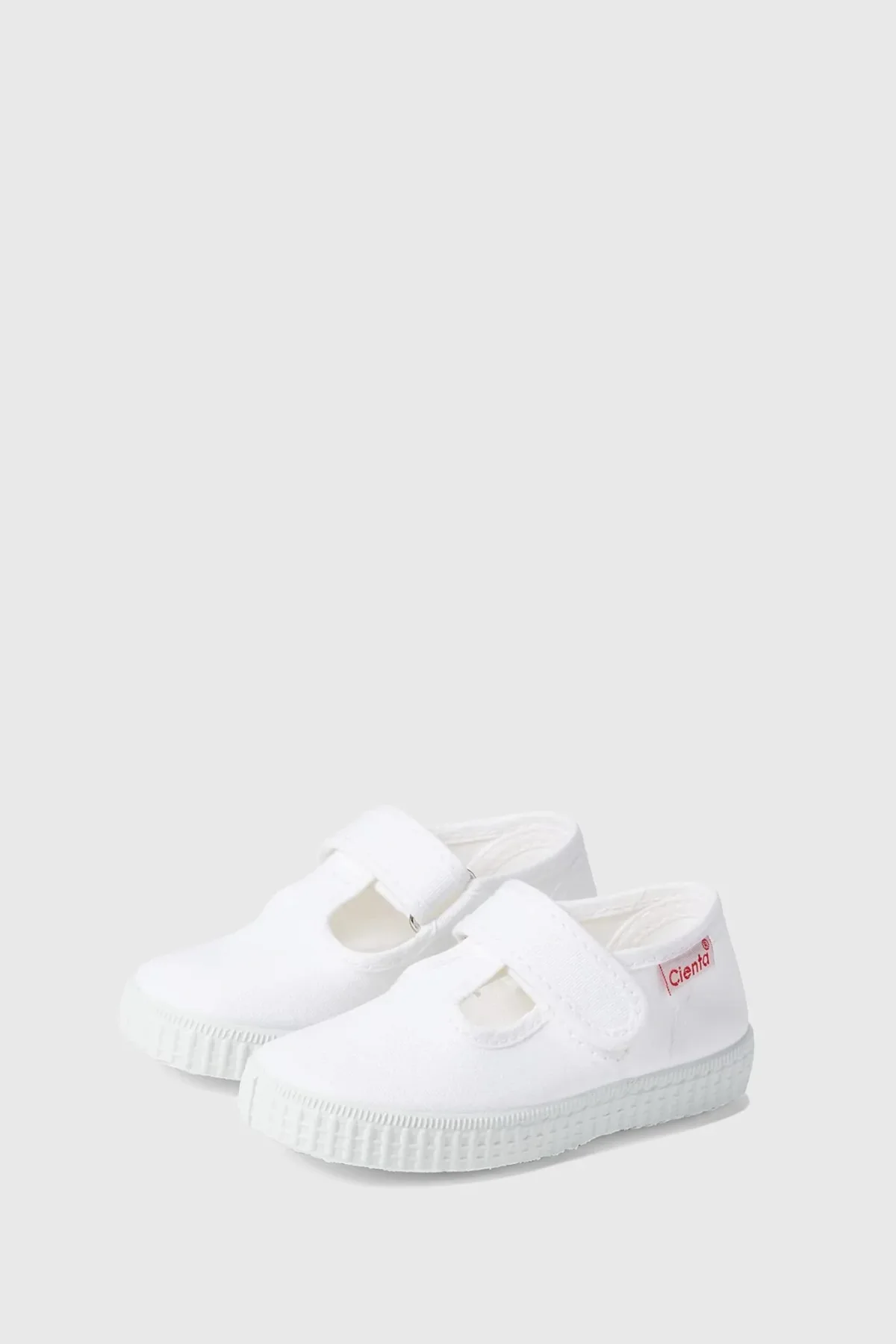 White Velcro T-Straps by Cienta