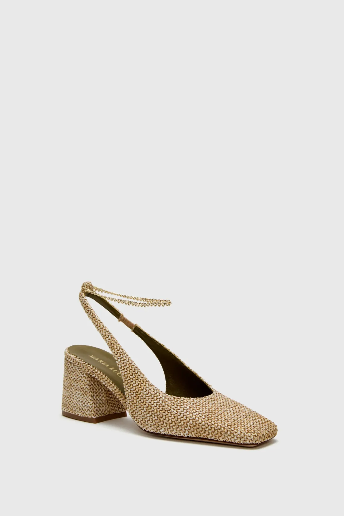 Natural Raffia Ilaria Slingback Heels by Maria Luca
