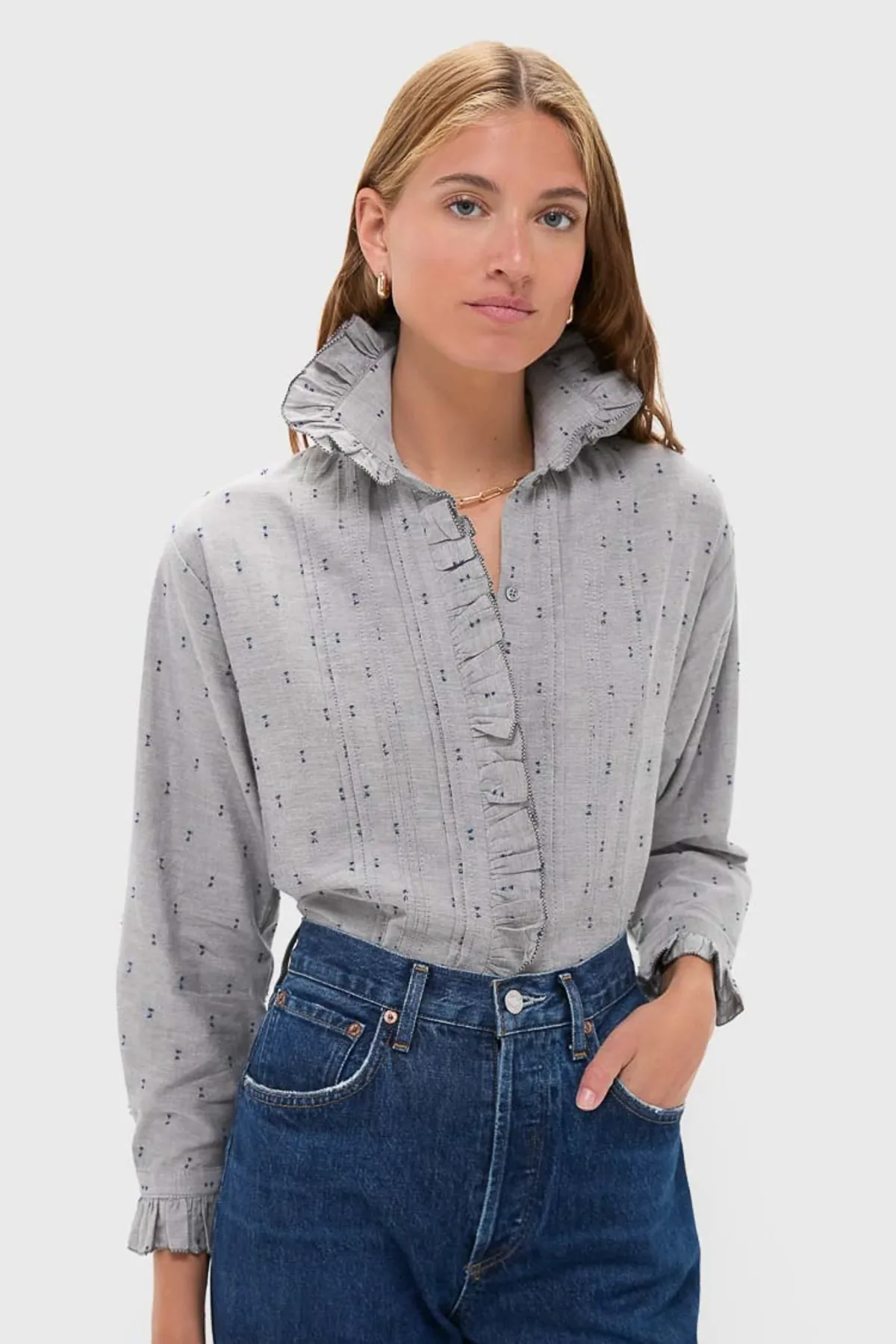 Indigo Dots French Heirloom Shirt