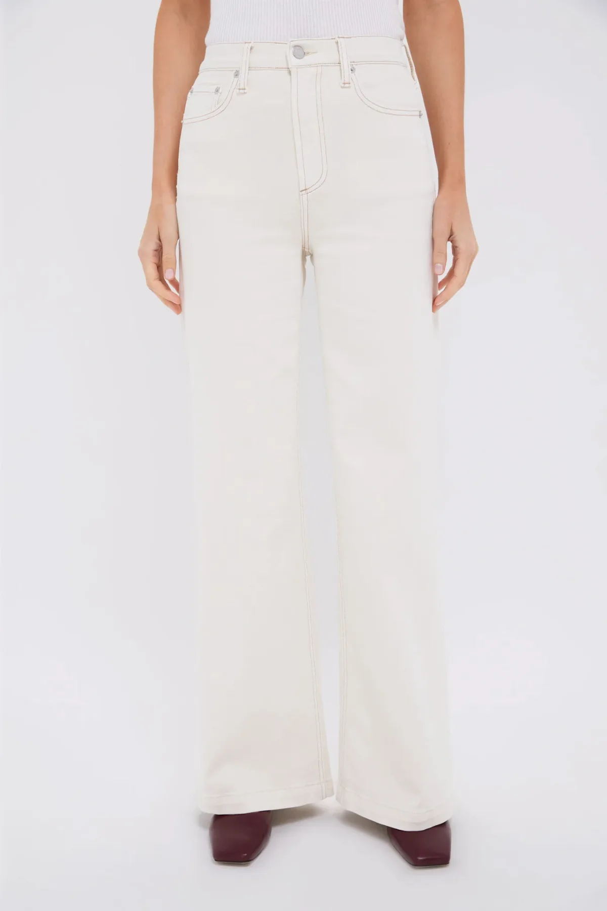 Ecru Lana High Rise Ultra Wide Leg by Pistola Denim