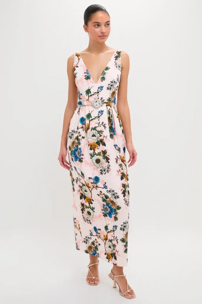 Magical Blossom Pink Jules Jacquard Dress by Borgo de Nor