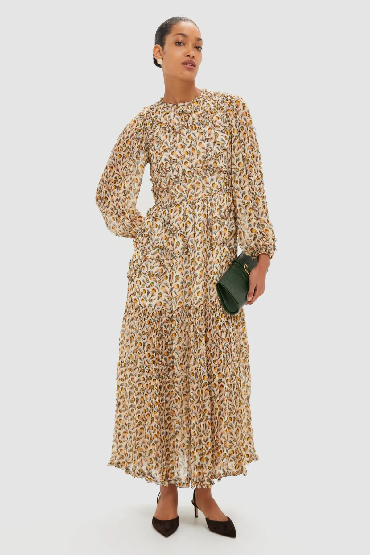 Swan Iona Silk Long Sleeve Midi Dress by Ulla Johnson