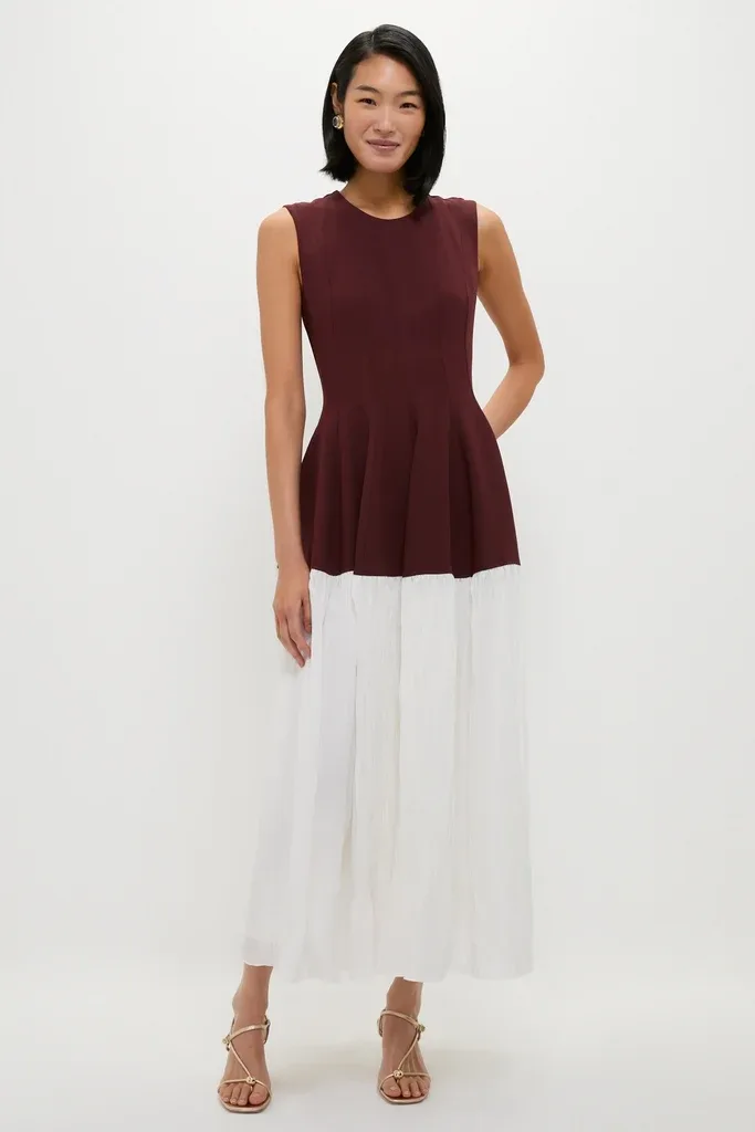 Mahogany Multi Raleigh Midi Dress by SIMKHAI