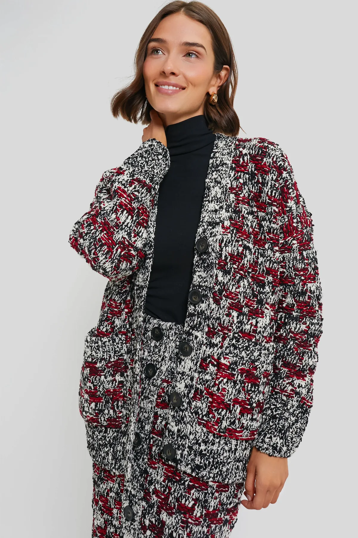 Black White and Plum Oversized Cardigan by ERDEM