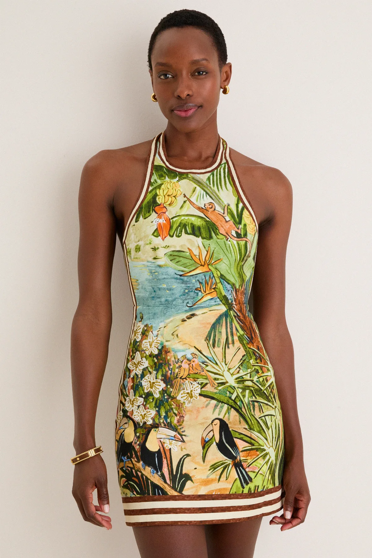 Toucan Tango Halter Mini Dress by Alemais